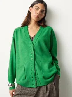 Next - Cardigan ultra-doux à col en V avec poches Vert vif New