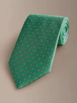 Next - Cravate géométrique en soie Signature italienne Vert vif Discount