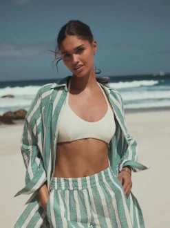 Next Vert/Blanc - Chemise d’été avec lin Outlet