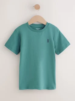 Next - T-shirt brodé Manches courtes Stag 4 Pack (3-16ans) Vert/Bleu minéraux Best