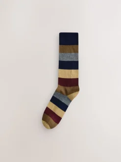 Next Vert/bleu/gris - Lot de 10 paires de chaussettes confortables rayées à semelle rembourrée Clearance