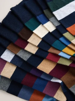 Next Vert/bleu/gris - Lot de 10 paires de chaussettes confortables rayées à semelle rembourrée Clearance