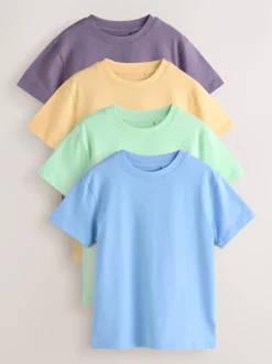 Next - Lot de 4 t-shirts à manches courtes (3-16 ans) Vert/bleu/jaune/violet Outlet