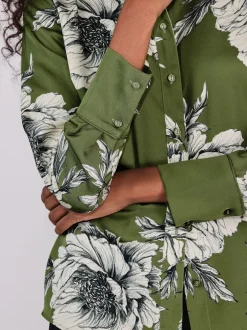 Next Vert/Écru imprimé fleuri - Chemise à manches longues Discount