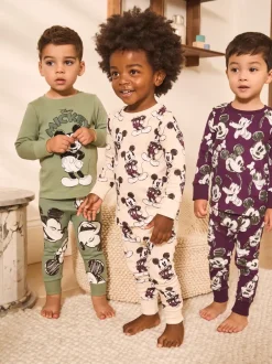 Next Vert/écru Mickey Mouse - Lot de 3 pyjamas Snuggle sous licence (9mois -10ans) Best