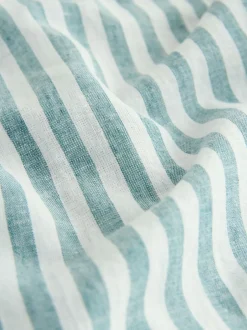 Next - Chemise à manches longues Grandad Collar Lin Mix (3-16yrs) Vert/Écru Rayure Outlet