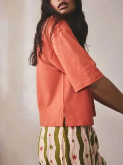 Next - Pyjama à manches courtes en coton Vert/Écru Rayure