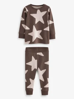 Next Vert/Ecru/Marron Étoiles - Lot de 3 pyjamas Snuggle (9mois-10ans)