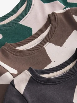 Next Vert/Ecru/Marron Étoiles - Lot de 3 pyjamas Snuggle (9mois-10ans)