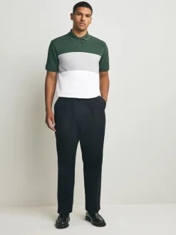 Next Vert/Gris - 100% Coton Manches courtes Polo bloc boutonné Online