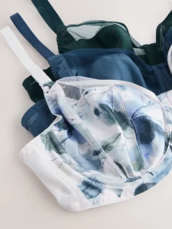 Next Vert/marine/bleu marine imprimé - DD Lot de soutiens-gorge 3 sans rembourrage pleins avec maintien latéral Discount