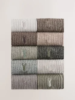 Next Vert/neutre - Lot de chaussettes épaisses brodées 10 Discount