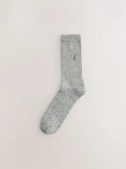 Next Vert/neutre - Lot de chaussettes épaisses brodées 10 Discount