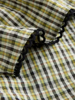 Next Vert/noir à carreaux - Chemisier à manches longues et col oversize Best