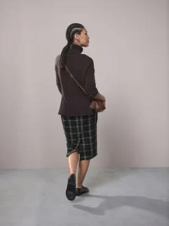 Next Vert/Noir - Jupe crayon brossée à carreaux Clearance