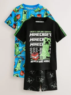 Next Vert/Noir - Lot de 2 pyjamas courts sous licence Minecraft (5-14ans) Best