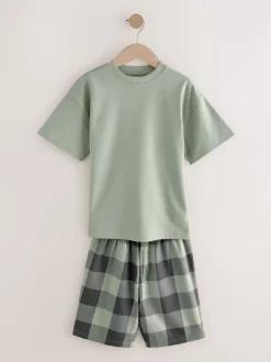 Next Vert/orange - Pyjama court à carreaux tissés 3 Pack (3-16ans) New