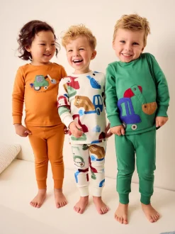 Next - Lot de 3 pyjamas Snuggle courts (9mois-10ans) Vert/Orange Transport