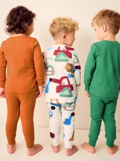 Next - Lot de 3 pyjamas Snuggle courts (9mois-10ans) Vert/Orange Transport