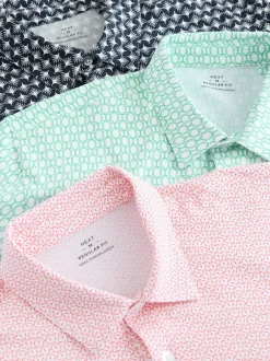 Next - Polo en jersey Manches courtes 3 Pack Vert/Rose/Marine géométriques Online