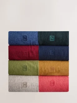 Next Vert/Rouge/Bleu - Lot de 8 - Chaussettes fraîches brodées durables Clearance