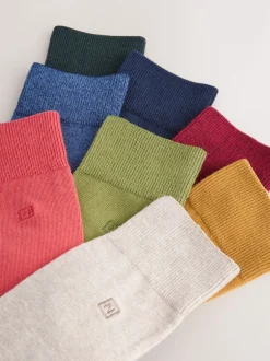 Next Vert/Rouge/Bleu - Lot de 8 - Chaussettes fraîches brodées durables Clearance