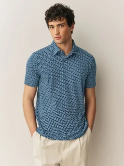 Next - Ajustement régulier - Polo en jersey Manches courtes 5 Pack Vert/violet/bleu géométrique Sale