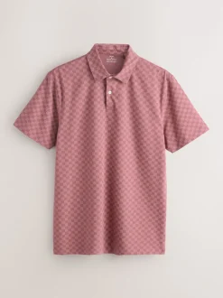 Next - Ajustement régulier - Polo en jersey Manches courtes 5 Pack Vert/violet/bleu géométrique Sale