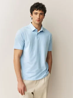 Next - Ajustement régulier - Polo en jersey Manches courtes 5 Pack Vert/violet/bleu géométrique Sale