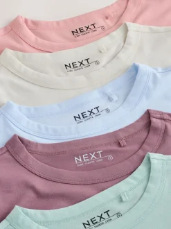 Next Vert/violet/bleu/écru/rose - T-shirt à manches longues en coton 100% 5 Pack New