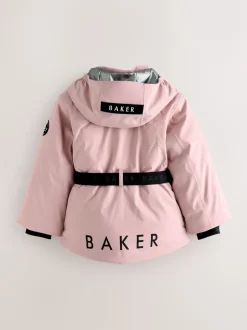 Baker by Ted Baker Veste de ski imperméable rose à ceinture