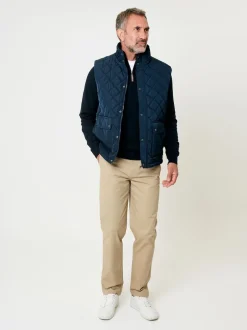 Saltwell Veste sans manches Heritage bleue matelassée à col cheminée en losanges