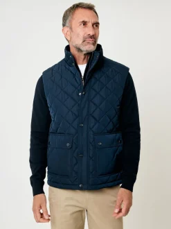 Saltwell Veste sans manches Heritage bleue matelassée à col cheminée en losanges