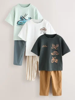 Next Véhicules bleu/noir/blanc - Manches courtes T-shirt & Survêtement Set 3 Pack (3mths-7yrs) Online