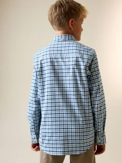Next - Chemise Oxford (3-16ans) Vichy bleu Discount