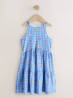 Next - Robe d'été à bretelles Effet froissé (3-16ans) Vichy bleu Online