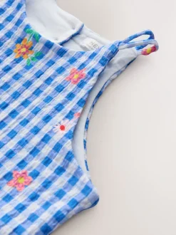 Next - Robe d'été à bretelles Effet froissé (3-16ans) Vichy bleu Online