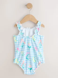 Next Vichy bleu fleuri - Maillot de bain Lettuce Edge (3mois-7ans) Sale