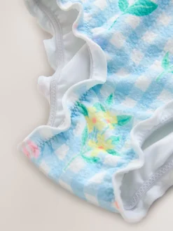 Next Vichy bleu fleuri - Maillot de bain Lettuce Edge (3mois-7ans) Sale