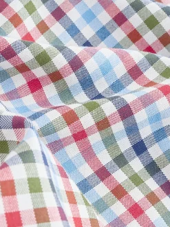 Next - Chemise Oxford Easy Iron boutonnée à manches courtes Vichy bleu/rouge New