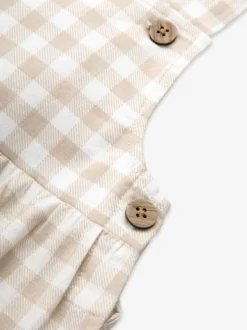 The Little Tailor Vichy fauve - Barboteuse Bébé shorts tissés 100% coton