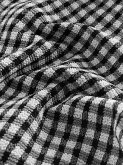 Next Vichy froissé noir/blanc - Maillot de bain à décolleté plongeant et découpes Discount