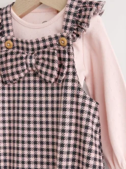 Next Vichy rose / chocolat - Body à manches longues et salopettes bébé Ensemble 2 pièces (0mois-2ans) Outlet