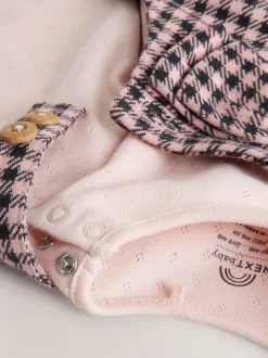 Next Vichy rose / chocolat - Body à manches longues et salopettes bébé Ensemble 2 pièces (0mois-2ans) Outlet