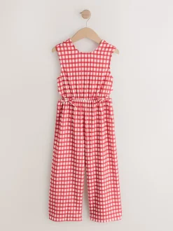 Next Vichy rouge/écru - Combinaison en jersey Effet froissé (3-16ans) Outlet