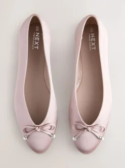 Next vieux rose - Ballerines de demoiselle d’honneur effet perle avec nœud New