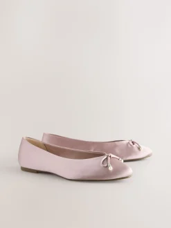 Next vieux rose - Ballerines de demoiselle d’honneur effet perle avec nœud New