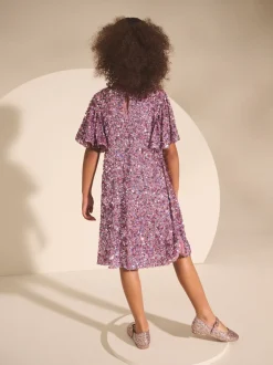 Next vieux rose - Manches d'ange Sequin Robes de fête (3-16yrs) Online