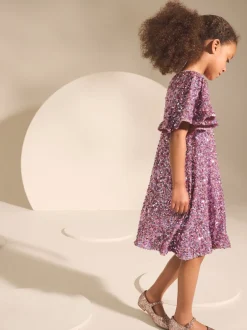 Next vieux rose - Manches d'ange Sequin Robes de fête (3-16yrs) Online