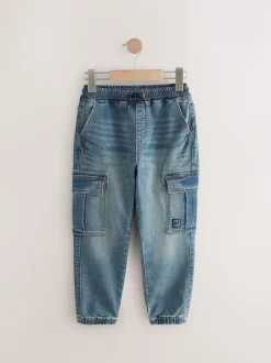 Next vintage bleu - Jean cargo à taille élastique (3-16ans) New